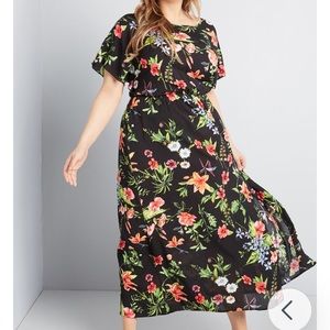 ModCloth floral floor length open back size L